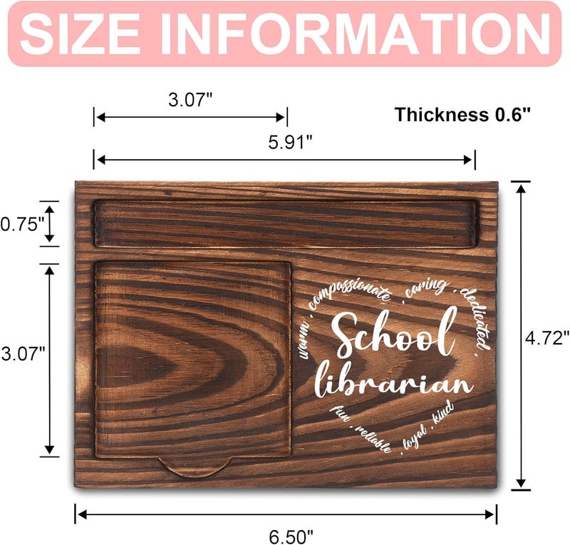 FTONENI School Librarian Gifts, School Librarian Appreciation Gifts, Thank You Librarian Gifts, Sticky Note Holder, Post-it Note Dispenser for Desk, Wooden Post-it Note & Pen Holder 6.5" x 4.7" - FTA111 - Image 2